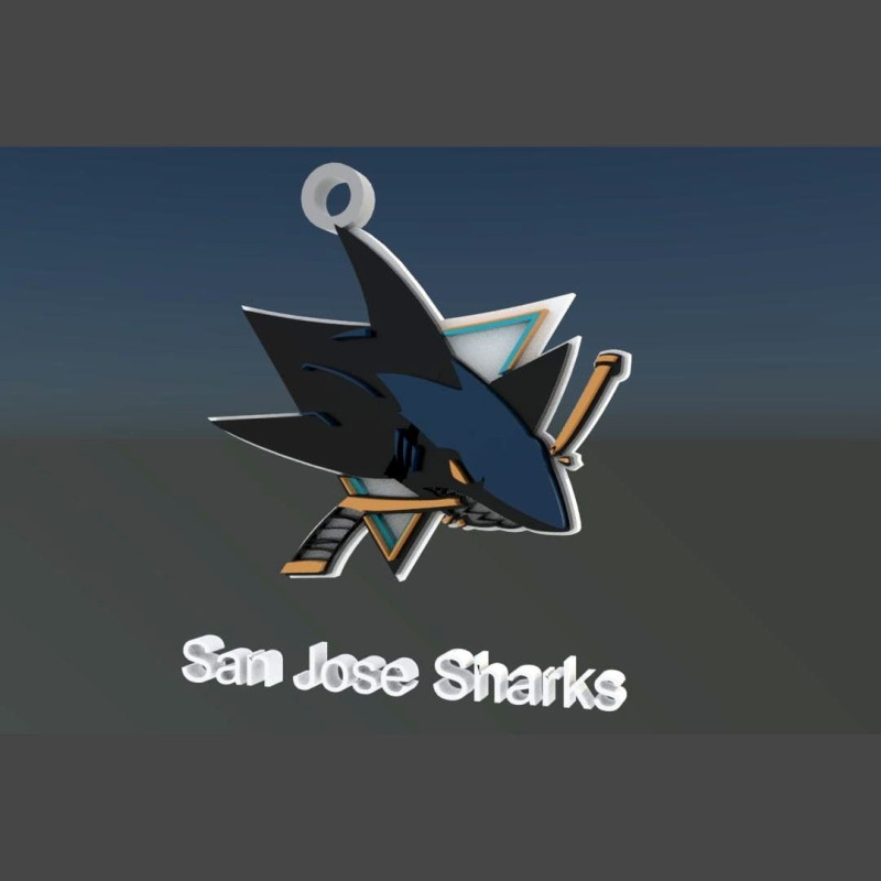 San jose sharks logo shield Printable and Renderable keychan 3Dプリントモデル .c4d .max .obj .3ds .fbx .stl .blend 