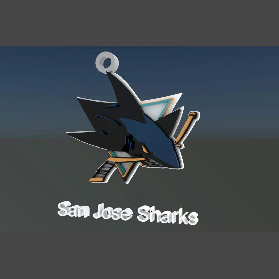 San jose sharks logo shield Printable and Renderable keychan 3D Print Model .c4d .max .obj .3ds .fbx .stl .blend