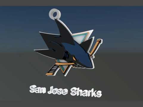 San jose sharks logo shield Printable and Renderable keychan 3D Baskı Modeli