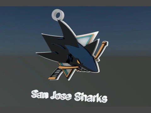 Bouclier du logo des requins de San Jose Porte-cl&eacute;s imprimable et renduable Modèles 3D en vedette