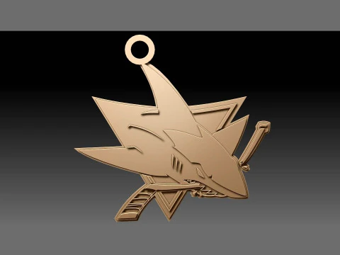 San jose sharks logo shield Printable and Renderable keychan 3D Print Model