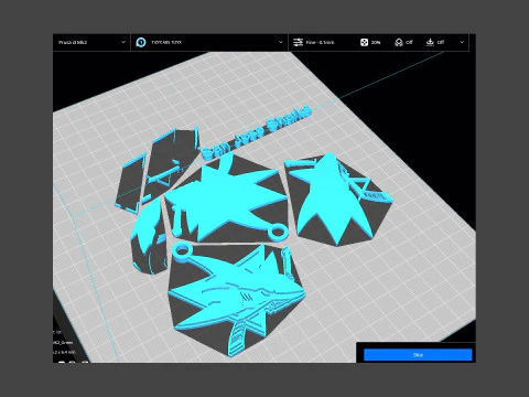San jose sharks logo shield Printable and Renderable keychan 3D Print Model