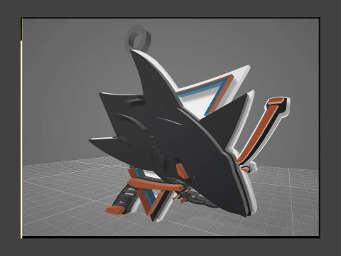 San jose sharks logo shield Printable and Renderable keychan 3D Print Model