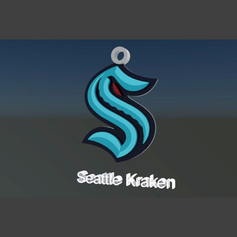 Seattle kraken logo shield Printable and Renderable keychan 3D Print Model .c4d .max .obj .3ds .fbx .stl .blend 