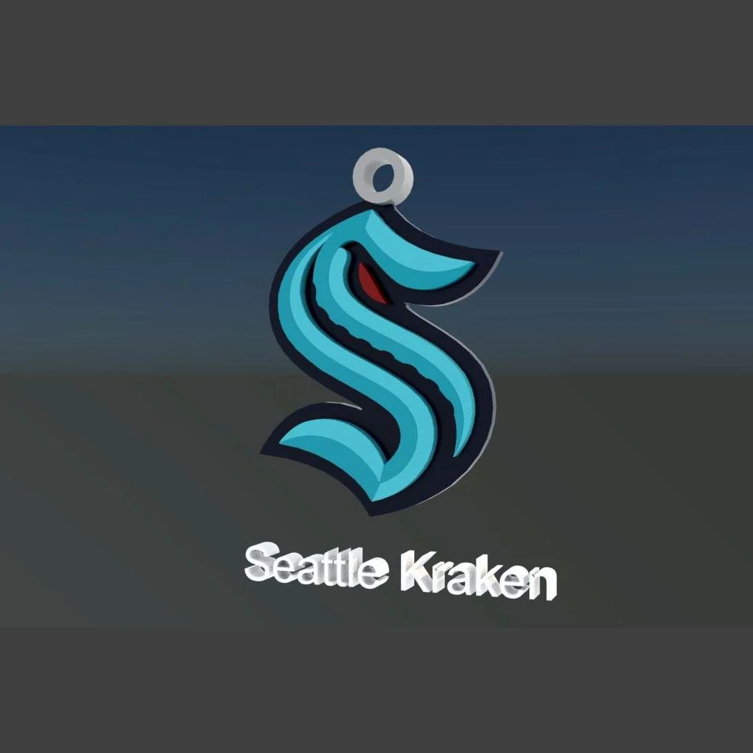 Seattle kraken logo shield Printable and Renderable keychan 3D Print Model .c4d .max .obj .3ds .fbx .stl .blend
