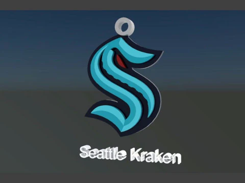 Seattle kraken logo shield Printable and Renderable keychan 3D Print Model