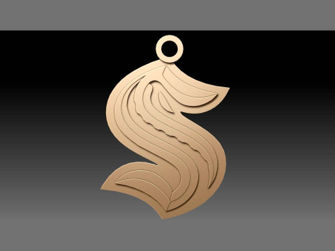 Seattle kraken logo shield Printable and Renderable keychan 3D Print Model