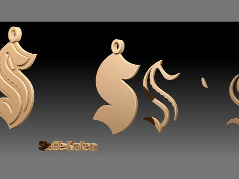 Seattle kraken logo shield Printable and Renderable keychan 3D Print Model