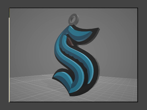 Seattle kraken logo shield Printable and Renderable keychan 3D Print Model