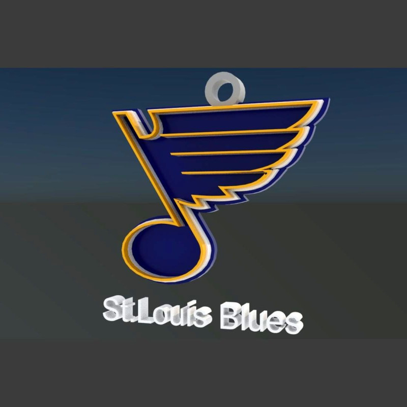 St louis blues logo shield Printable and Renderable keychan 3D Print Model .c4d .max .obj .3ds .fbx .stl .blend 
