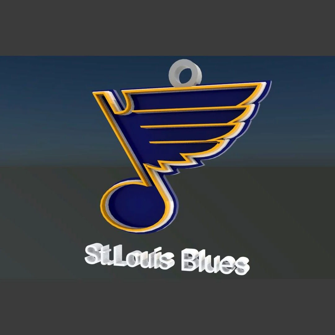 St louis blues logo shield Printable and Renderable keychan 3D Print Model .c4d .max .obj .3ds .fbx .stl .blend 