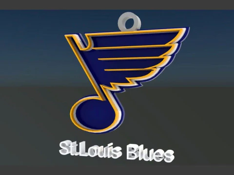 सेंट लुइस ब्लूज़ लोगो शील्ड प्रिंट करने योग्य और रेंडर करने योग्य चाबी का गुच्छा 3D प्रिंट मॉडल