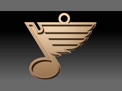 St louis blues logo shield Printable and Renderable keychan 3D Print Model