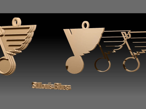 St louis blues logo shield Printable and Renderable keychan 3D Print Model