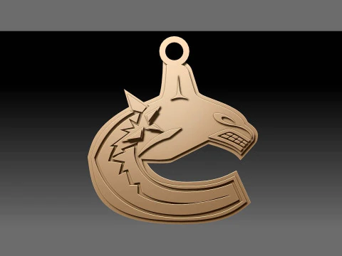 Vancouver canucks logo shield Printable and Renderable keychan 3D Print Model