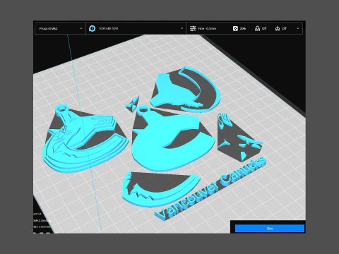Vancouver canucks logo shield Printable and Renderable keychan 3D Print Model