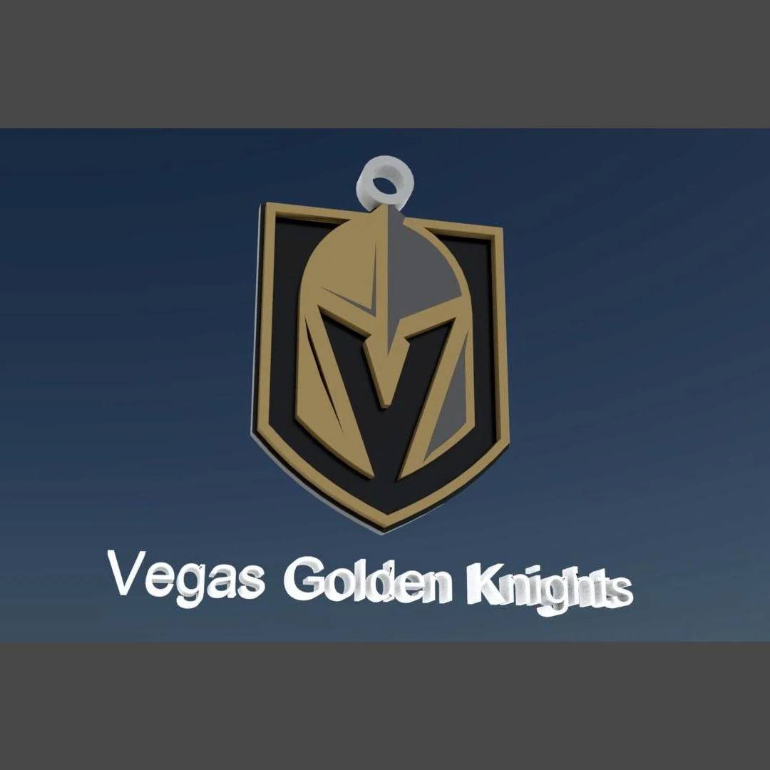 Vegas golden knights logo shield Printable and Renderable keychan 3D Print Model .c4d .max .obj .3ds .fbx .stl .blend 