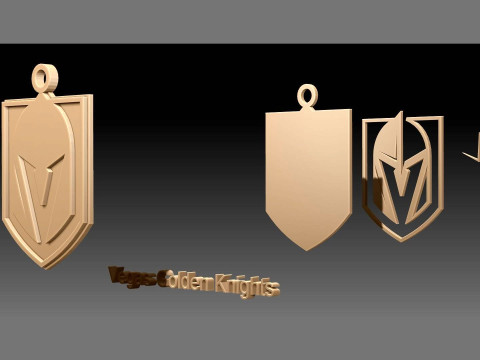 Vegas golden knights logo shield Printable and Renderable keychan Modelo de impresión 3D