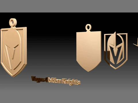 Vegas golden knights logo shield Printable and Renderable keychan 3D Print Model