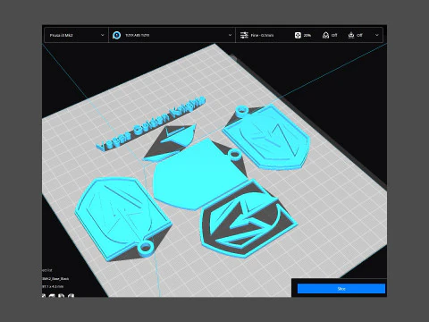 Vegas golden knights logo shield Printable and Renderable keychan 3D Print Model