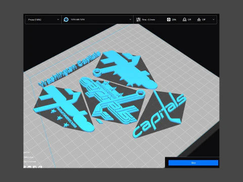 Washington capitals logo shield Printable and Renderable keychan 3D Print Model