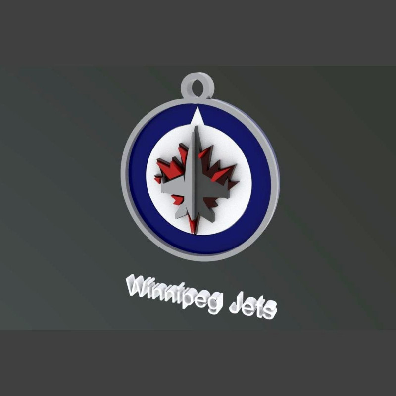 Winnipeg jets logo shield Printable and Renderable keychan 3D-printmodel .c4d .max .obj .3ds .fbx .stl .blend 