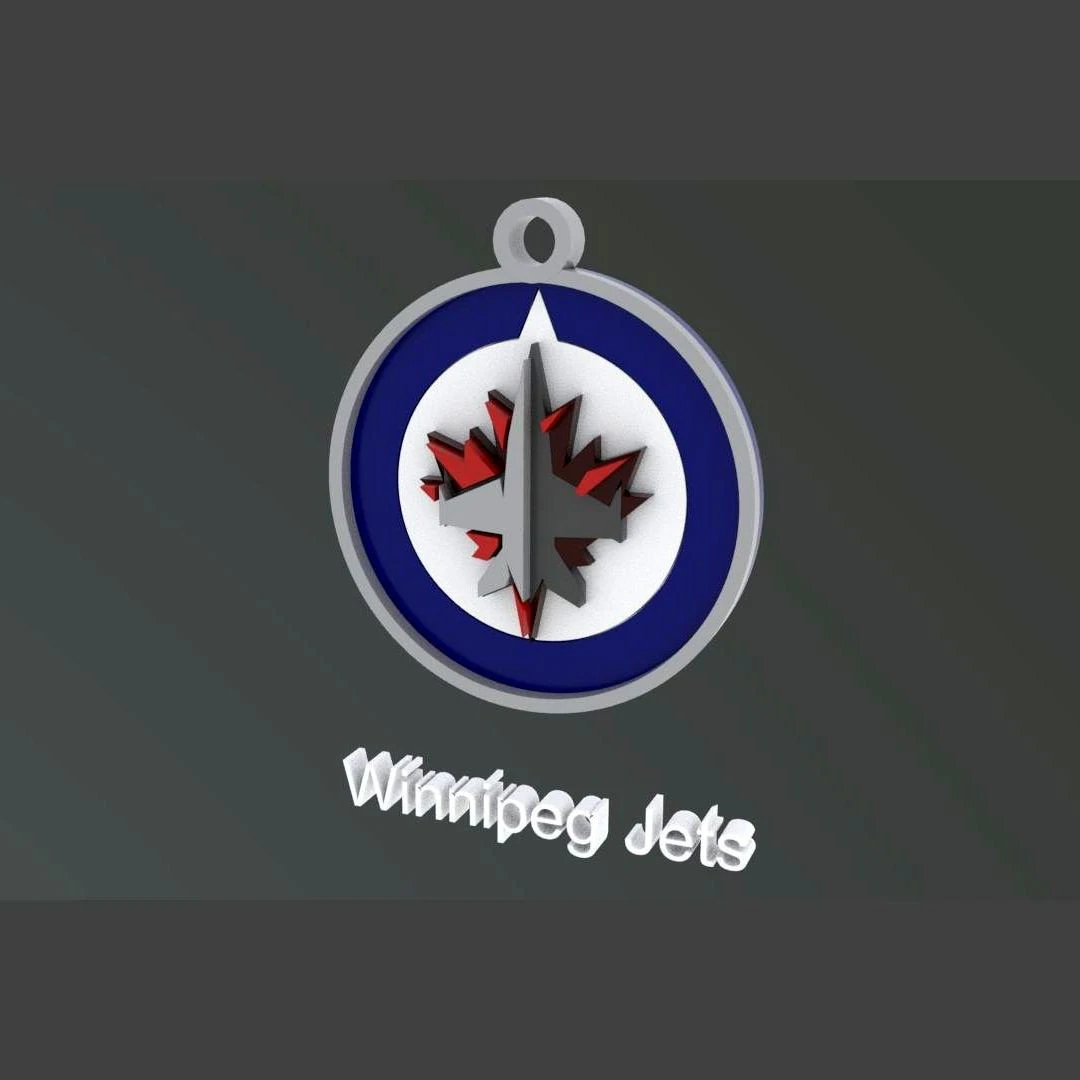 Winnipeg jets logo shield Printable and Renderable keychan 3D Print Model .c4d .max .obj .3ds .fbx .stl .blend