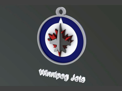 Winnipeg jets logo shield Printable and Renderable keychan 3D Print Model