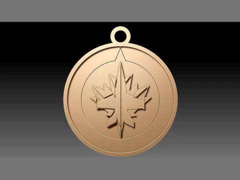 Winnipeg jets logo shield Printable and Renderable keychan 3D Print Model