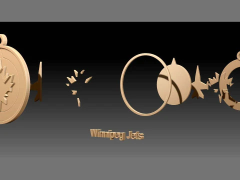 Winnipeg jets logo shield Printable and Renderable keychan 3D Print Model