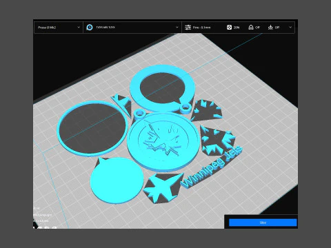 Winnipeg jets logo shield Printable and Renderable keychan 3D Print Model