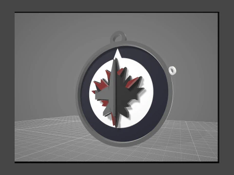 Winnipeg jets logo shield Printable and Renderable keychan 3D Print Model