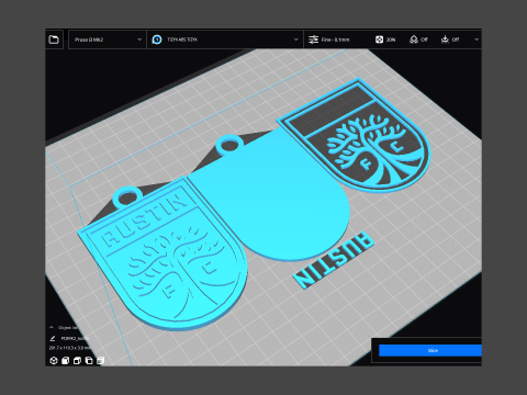 Austin fc logo keychan printable and renderable Model Cetak 3D