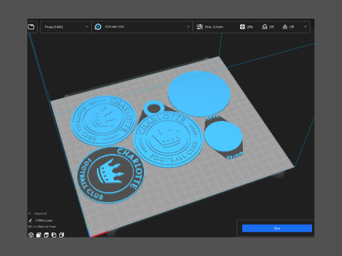 Charlotte fc logo keychan printable and renderable 3D Print Model