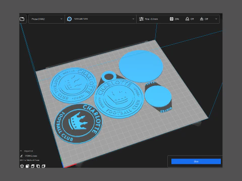 Charlotte fc logo keychan printable and renderable 3D Print Model