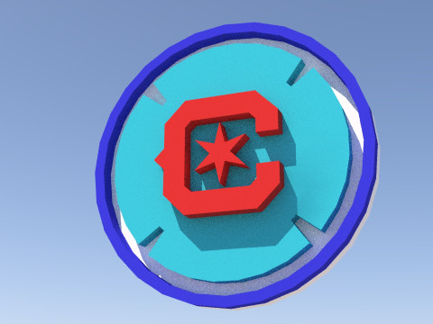 Chicago Fire FC logo keychan printable and renderable 3D Baskı Modeli