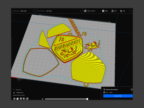 Cincinnati logo keychan printable and renderable 3D 打印模型