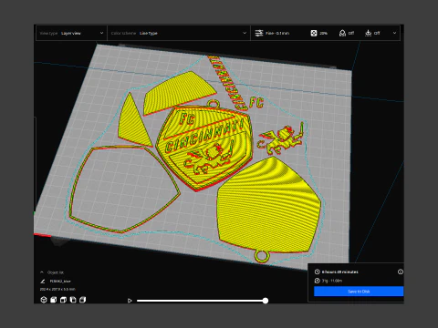 Cincinnati logo keychan printable and renderable 3D Print Model
