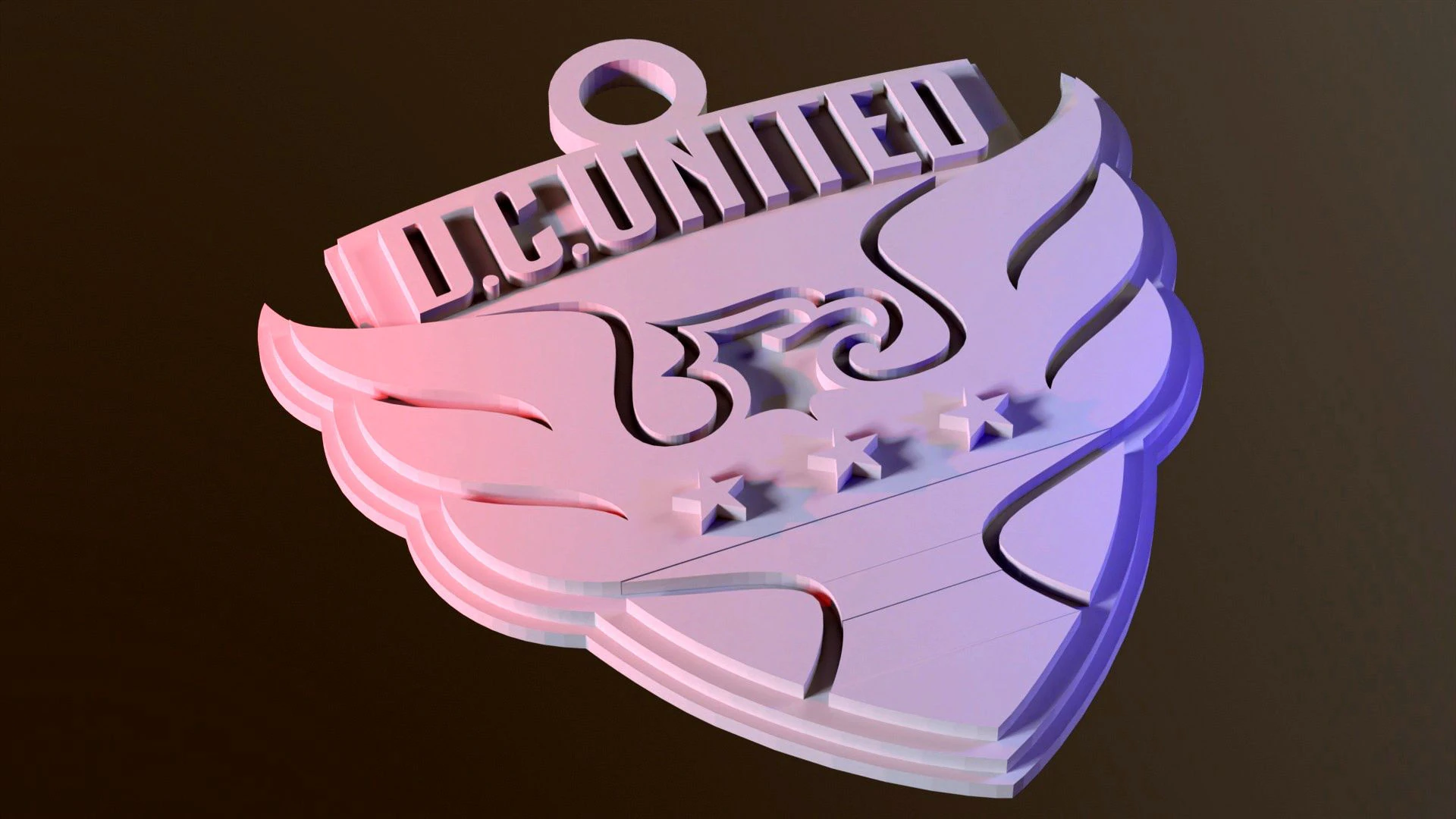 Dc united logo keychan printable and renderable 3D Print Model .c4d .max .obj .3ds .fbx .stl .blend