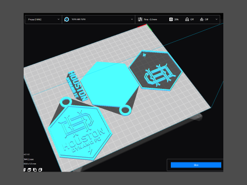 Houston dynamo logo keychan printable and renderable 3D-printmodel
