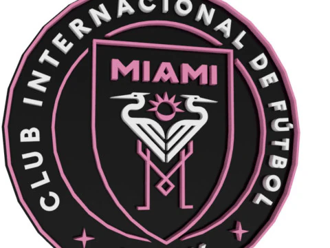 Inter Miami CF logo keychan printable and renderable 3D Print Model