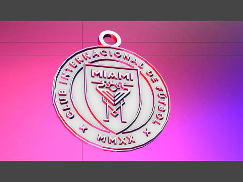 Inter Miami CF logo keychan printable and renderable 3D Print Model