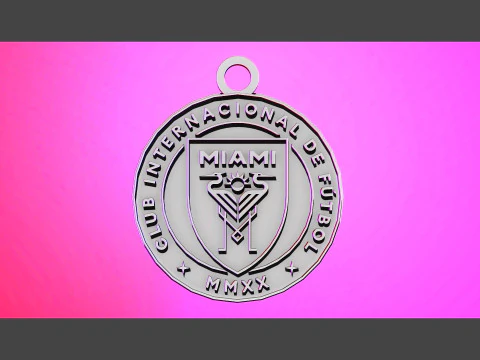 Inter Miami CF logo keychan printable and renderable 3D Print Model