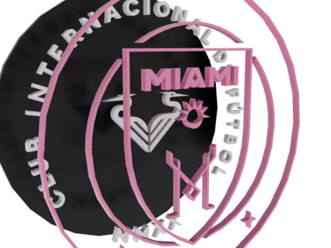 Inter Miami CF logo keychan printable and renderable 3D Print Model