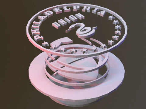 Philadelphia logo keychan printable and renderable 3D Print Model