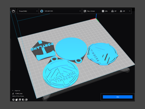 Portland timbers logo keychan printable and renderable Model Cetak 3D