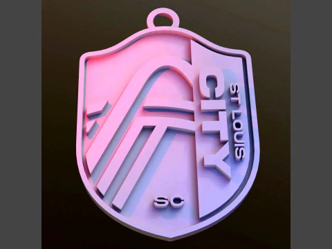 St Louis City SC logo keychan printable and renderable 3D Print Model