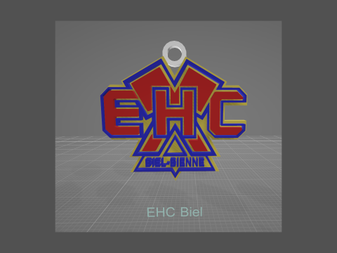 EHC Biel Printable and renderable Logo keychan 3D Print Model