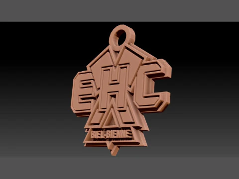 EHC Biel Printable and renderable Logo keychan 3D Print Model
