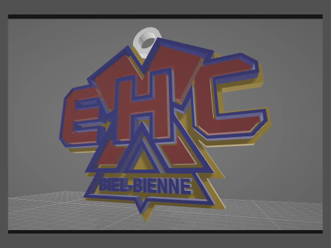 EHC Biel Printable and renderable Logo keychan 3D Print Model